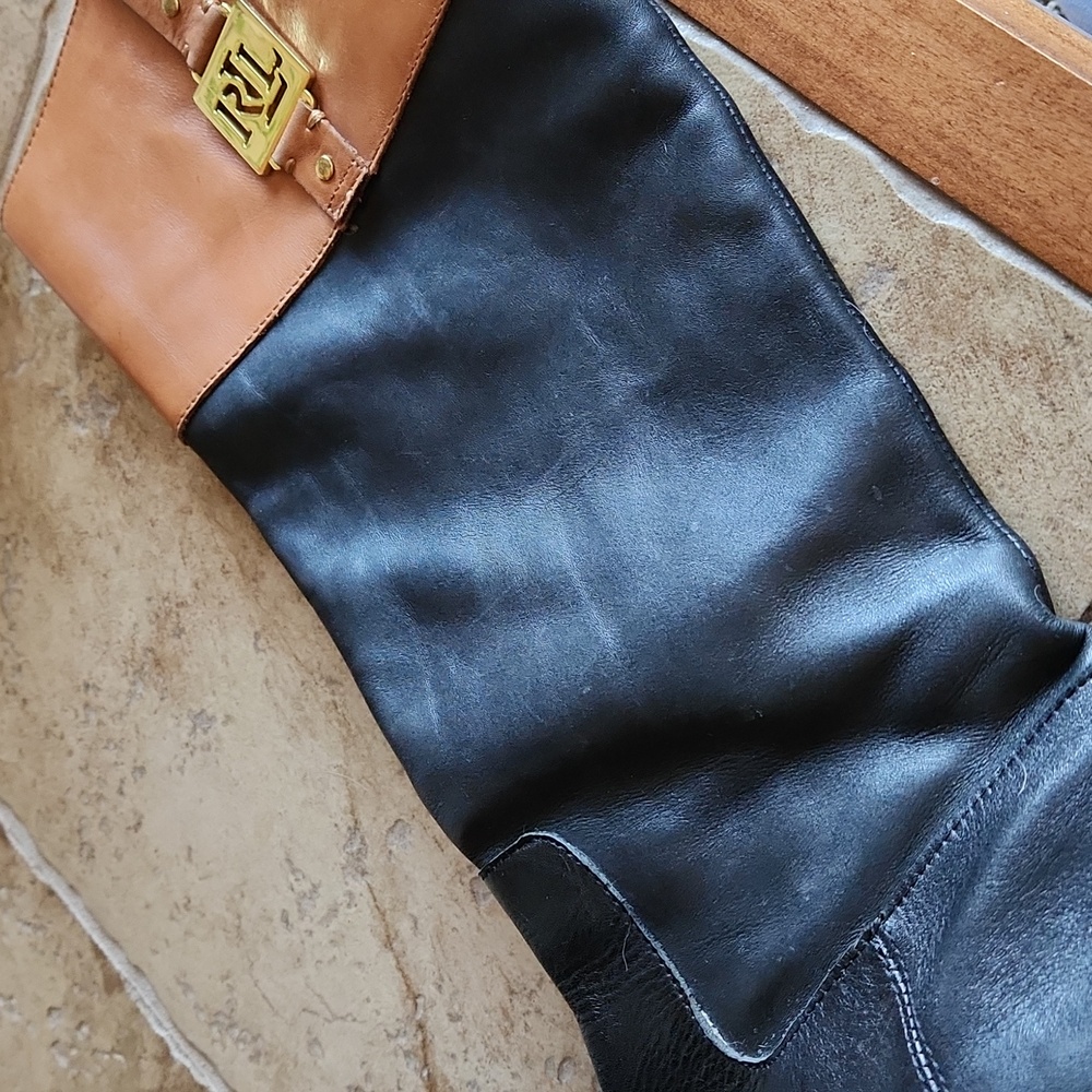 Ralph Lauren black and tan riding boots size 7.5 - Picture 10 of 16
